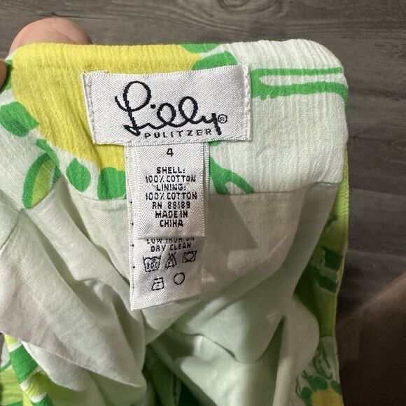 Lilly Pulitzer Women’s A-Line Pleated Wrap Skirt Sz 4 Green Floral Daisy - Picture 7 of 8